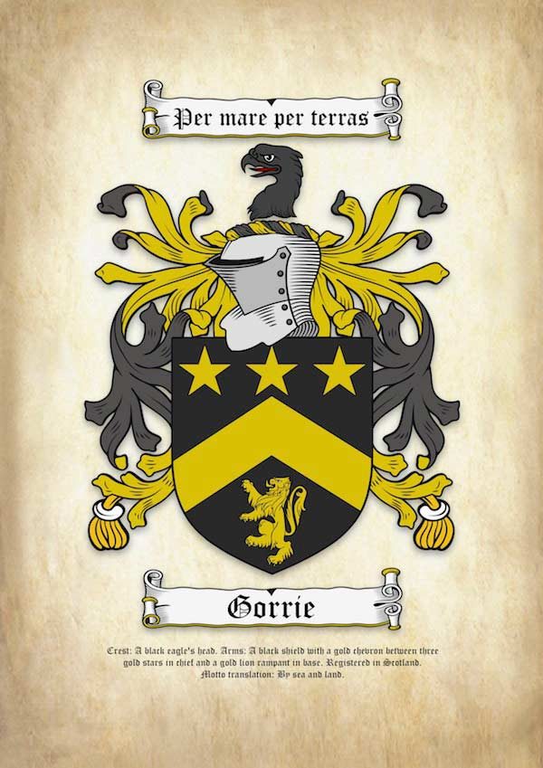 Surname Coat of Arms (Family Crest) on A4 Ancient Parchment Paper