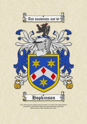 Surname Coat of Arms (Family Crest) on A3 Parchment Paper