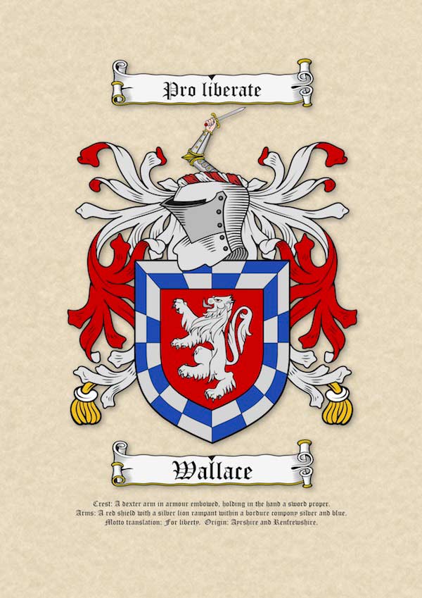 Ancient Surname Coat of Arms (Family Crest) on Parchment Paper