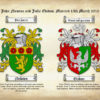 Double Surname Coats of Arms (Family Crests) on Ancient Parchment