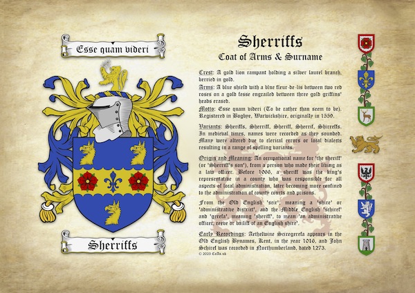 Coat of Arms (Family Crest) Surname Origin & Meaning on Ancient Parchment